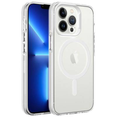 Apple iPhone 13 Pro Max Kılıf Zore Magsafe Şarj Özellikli Buzlu Transparan C-Pro Sert Kapak - 5