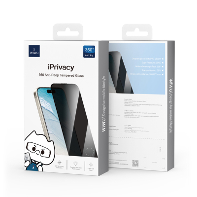 Apple iPhone 13 Pro Max Wiwu GT-011 Anti-Bakteriyel Özellikli Polimer Oleofobik Kaplama Temperli Privacy Cam Ekran Koruyucu - 7