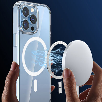 Apple iPhone 13 Pro Max Wiwu Magsafe Şarj Özellikli Lens Korumalı Şeffaf Silikon Kapak - 8
