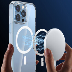 Apple iPhone 13 Wiwu Magsafe Şarj Özellikli Lens Korumalı Şeffaf Silikon Kapak - 10