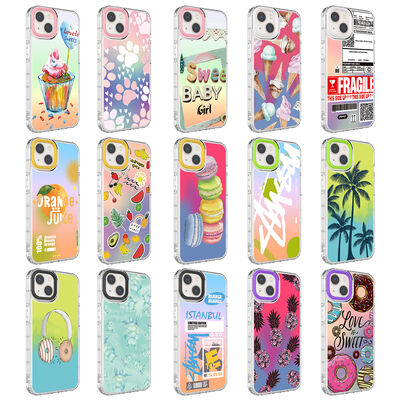 Apple iPhone 14 Case Camera Protected Colorful Patterned Hard Silicone Zore Korn Cover - 2