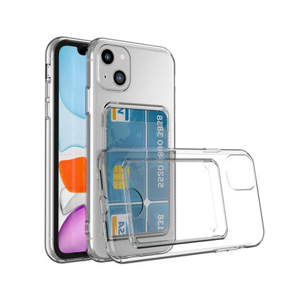 Apple iPhone 14 Case Card Holder Transparent Zore Setra Transparent Silicone Cover - 1