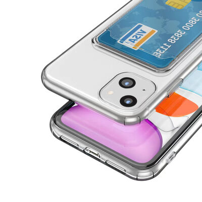 Apple iPhone 14 Case Card Holder Transparent Zore Setra Transparent Silicone Cover - 3