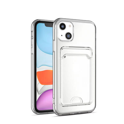 Apple iPhone 14 Case Card Holder Transparent Zore Setra Transparent Silicone Cover - 5