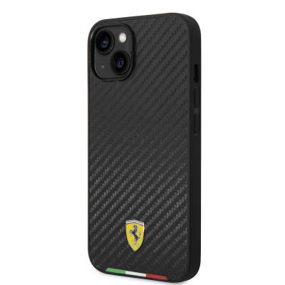 Apple iPhone 14 Case Ferrari Magsafe Carbon Italian Flag Design Cover with Charger - 2