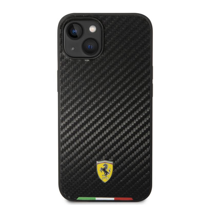 Apple iPhone 14 Case Ferrari Magsafe Carbon Italian Flag Design Cover with Charger - 3