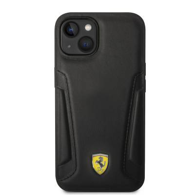 Apple iPhone 14 Case Ferrari Magsafe Charge Featured Leather Edges Stamped Design Cover - 3