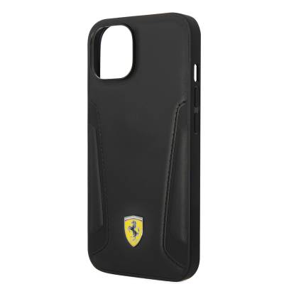 Apple iPhone 14 Case Ferrari Magsafe Charge Featured Leather Edges Stamped Design Cover - 5