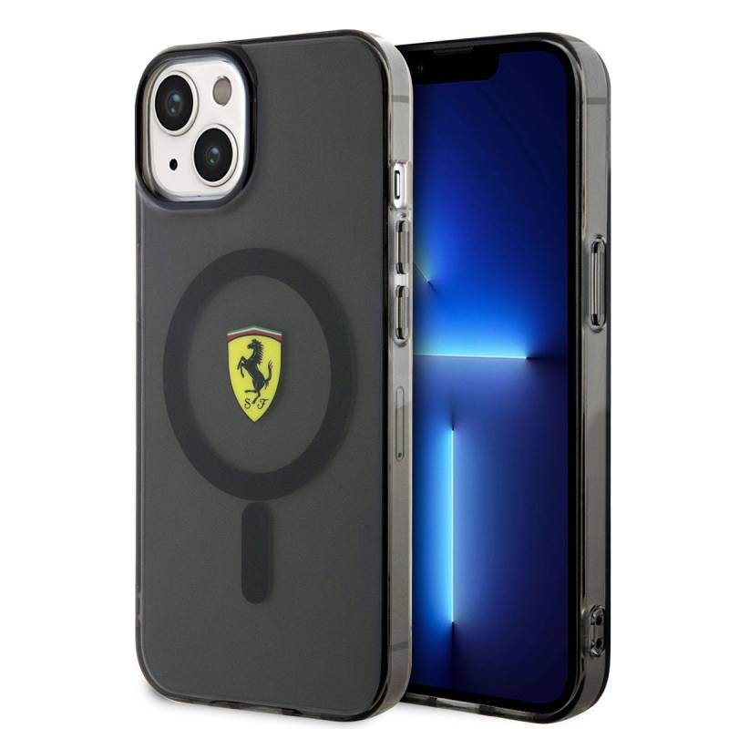 Apple iPhone 14 Case Ferrari Magsafe Charging Featured Semi-Transparent Design Cover - 1