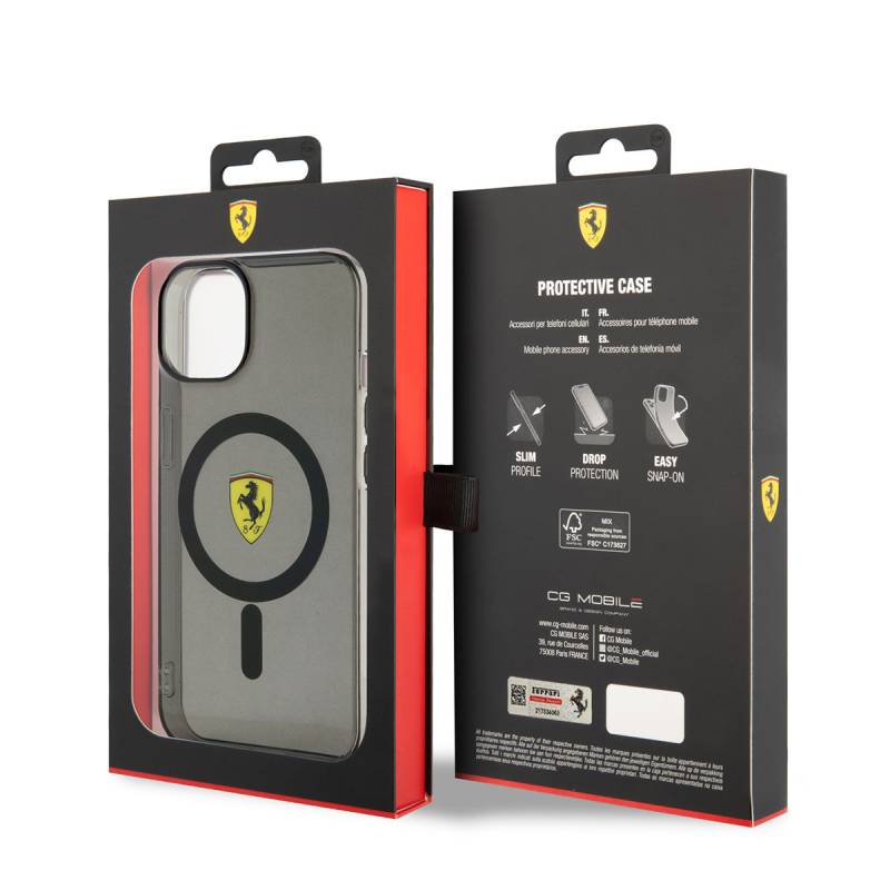 Apple iPhone 14 Case Ferrari Magsafe Charging Featured Semi-Transparent Design Cover - 7