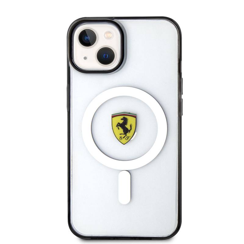Apple iPhone 14 Case Ferrari Magsafe Transparent Design Cover with Charging Feature - 3