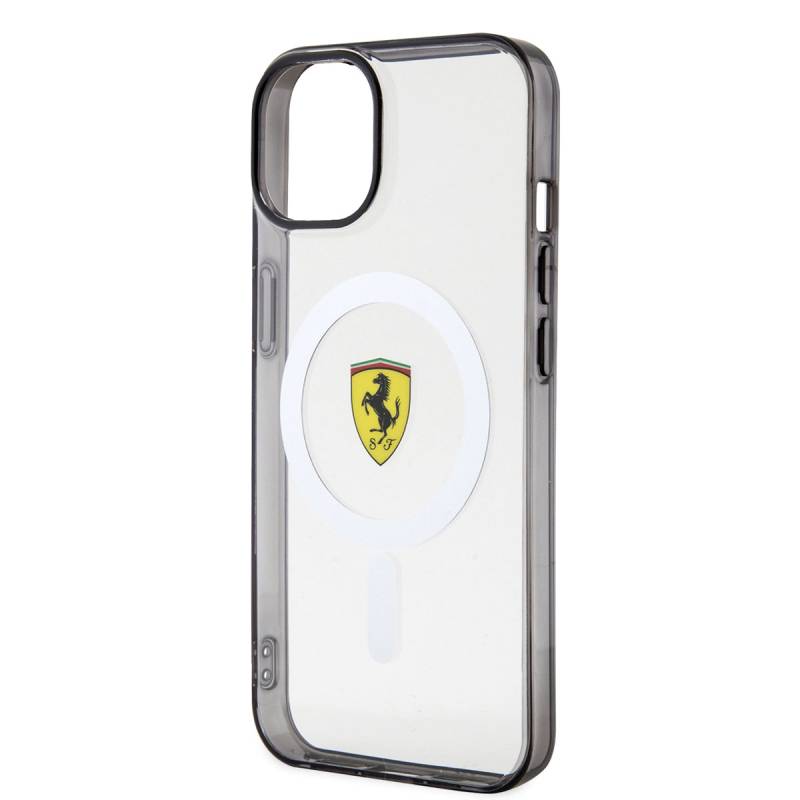 Apple iPhone 14 Case Ferrari Magsafe Transparent Design Cover with Charging Feature - 5