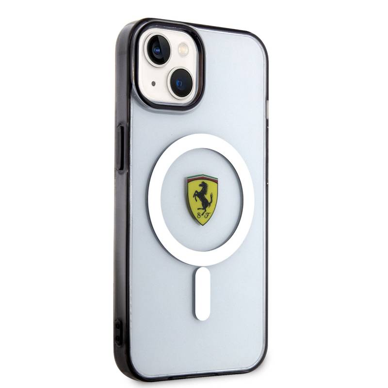 Apple iPhone 14 Case Ferrari Magsafe Transparent Design Cover with Charging Feature - 8