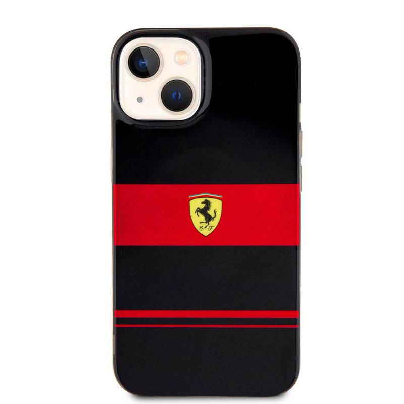 Apple iPhone 14 Case Ferrari Original Licensed Horizontal Striped Design Cover with Magsafe Charging Feature - 3