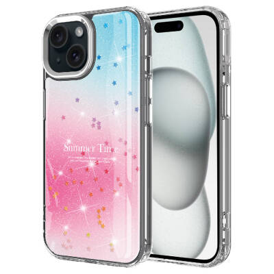 Apple iPhone 14 Case Glitter Patterned Shiny Zore Task Cover - 1