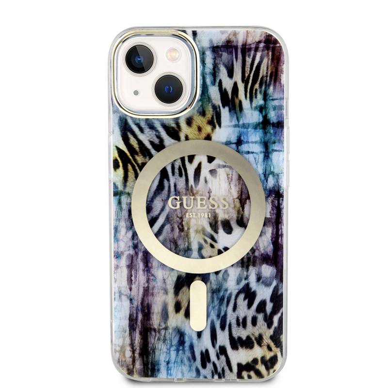 Apple iPhone 14 Case GUESS Magsafe Charging Capable Leopard Pattern Cover - 3