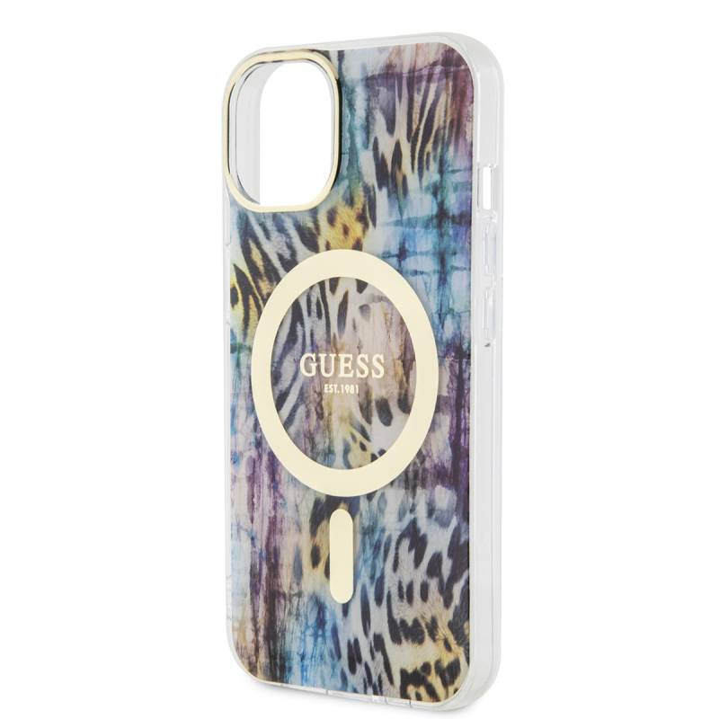 Apple iPhone 14 Case GUESS Magsafe Charging Capable Leopard Pattern Cover - 5