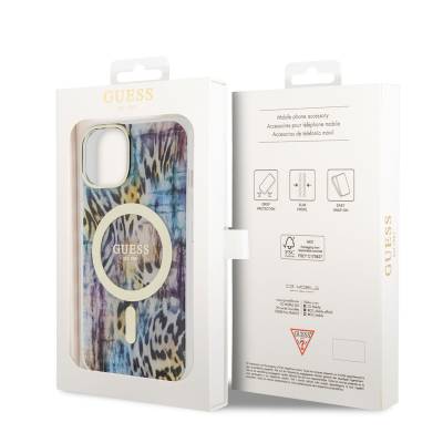 Apple iPhone 14 Case GUESS Magsafe Charging Capable Leopard Pattern Cover - 7