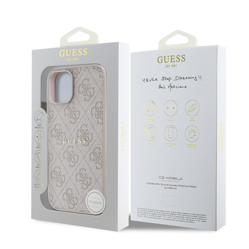 Apple iPhone 14 Case Guess Original Licensed Magsafe Charging Featured 4G Pattern Text Logo Cover - 11
