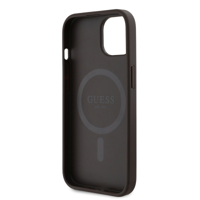 Apple iPhone 14 Case Guess Original Licensed Magsafe Charging Featured 4G Pattern Text Logo Cover - 17