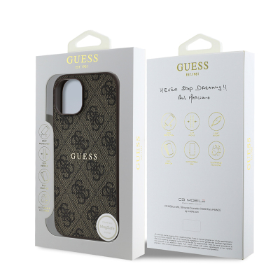 Apple iPhone 14 Case Guess Original Licensed Magsafe Charging Featured 4G Pattern Text Logo Cover - 18