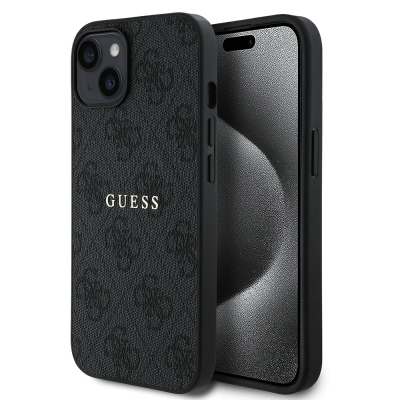 Apple iPhone 14 Case Guess Original Licensed Magsafe Charging Featured 4G Pattern Text Logo Cover - 4