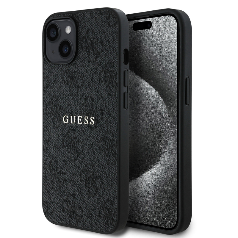 Apple iPhone 14 Case Guess Original Licensed Magsafe Charging Featured 4G Pattern Text Logo Cover - 4