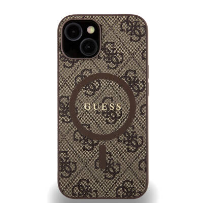 Apple iPhone 14 Case Guess Original Licensed Magsafe Charging Featured 4G Patterned Text Logo Cover - 15