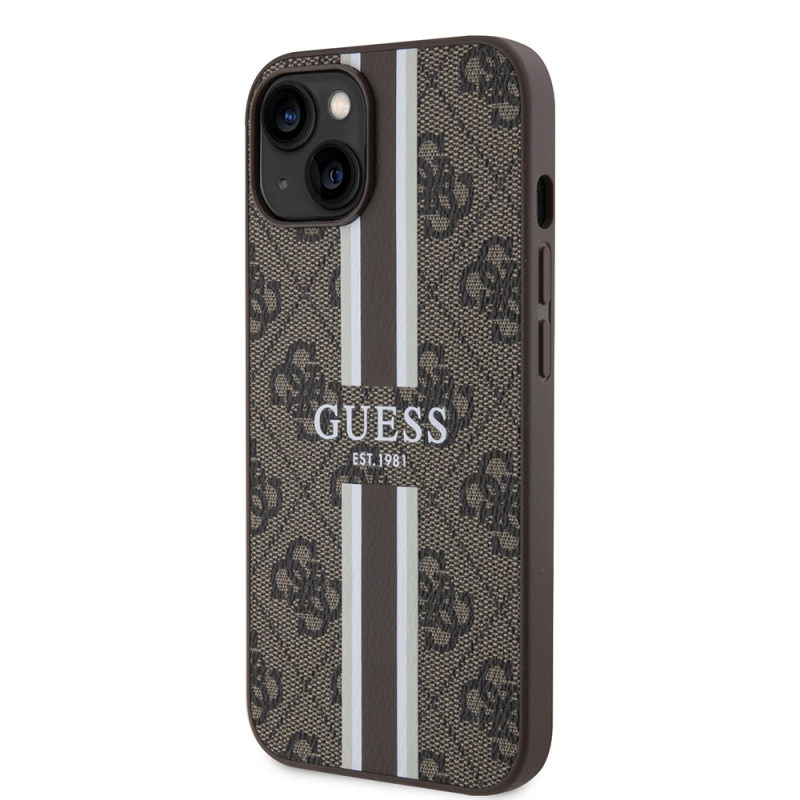 Apple iPhone 14 Case Guess Original Licensed Magsafe Charging Featured 4G Strip Design Printed Cover - 5