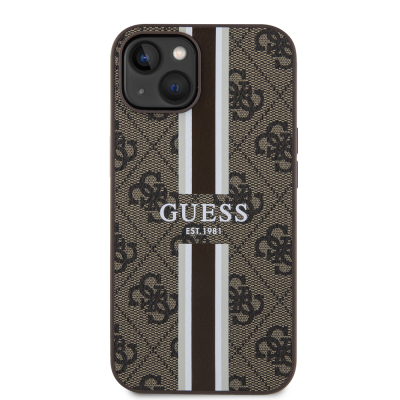 Apple iPhone 14 Case Guess Original Licensed Magsafe Charging Featured 4G Strip Design Printed Cover - 6