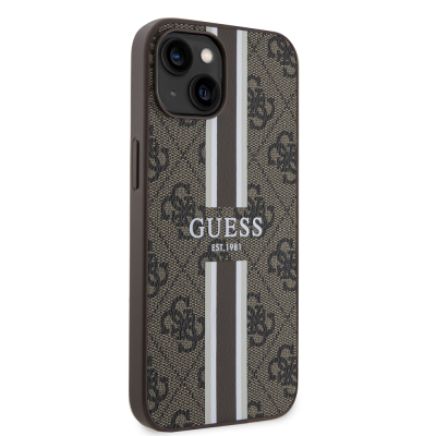 Apple iPhone 14 Case Guess Original Licensed Magsafe Charging Featured 4G Strip Design Printed Cover - 7