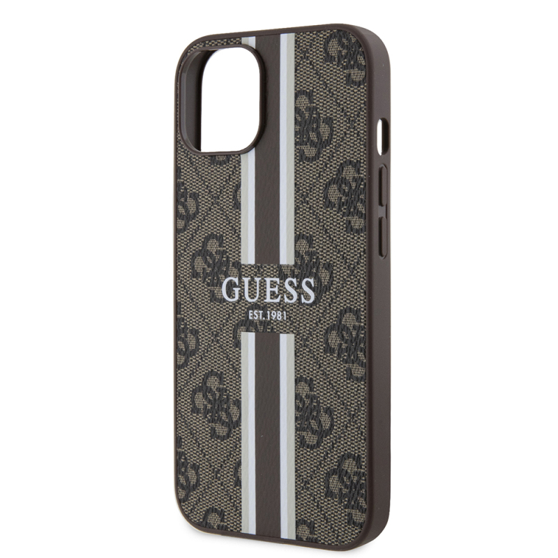 Apple iPhone 14 Case Guess Original Licensed Magsafe Charging Featured 4G Strip Design Printed Cover - 9