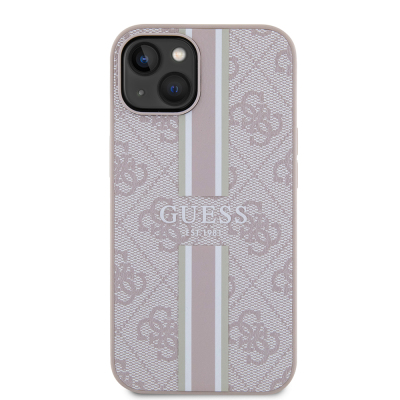 Apple iPhone 14 Case Guess Original Licensed Magsafe Charging Featured 4G Strip Design Printed Cover - 14