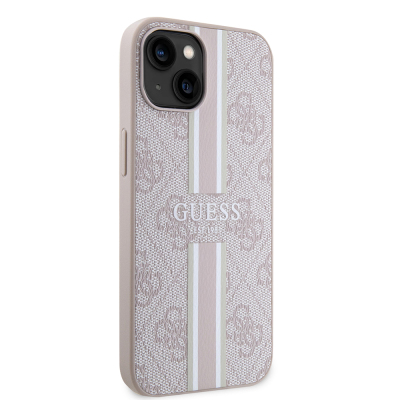 Apple iPhone 14 Case Guess Original Licensed Magsafe Charging Featured 4G Strip Design Printed Cover - 15