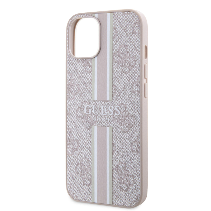 Apple iPhone 14 Case Guess Original Licensed Magsafe Charging Featured 4G Strip Design Printed Cover - 17