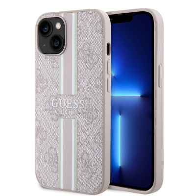 Apple iPhone 14 Case Guess Original Licensed Magsafe Charging Featured 4G Strip Design Printed Cover - 3