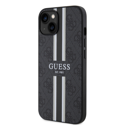 Apple iPhone 14 Case Guess Original Licensed Magsafe Charging Featured 4G Strip Design Printed Cover - 21