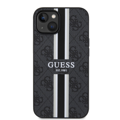 Apple iPhone 14 Case Guess Original Licensed Magsafe Charging Featured 4G Strip Design Printed Cover - 22