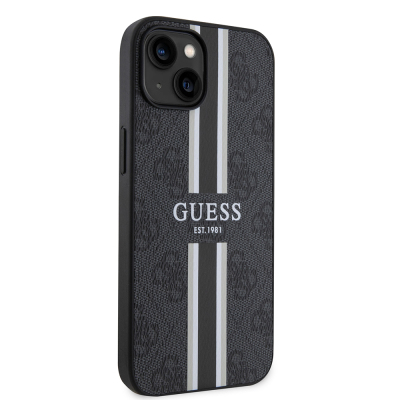 Apple iPhone 14 Case Guess Original Licensed Magsafe Charging Featured 4G Strip Design Printed Cover - 23