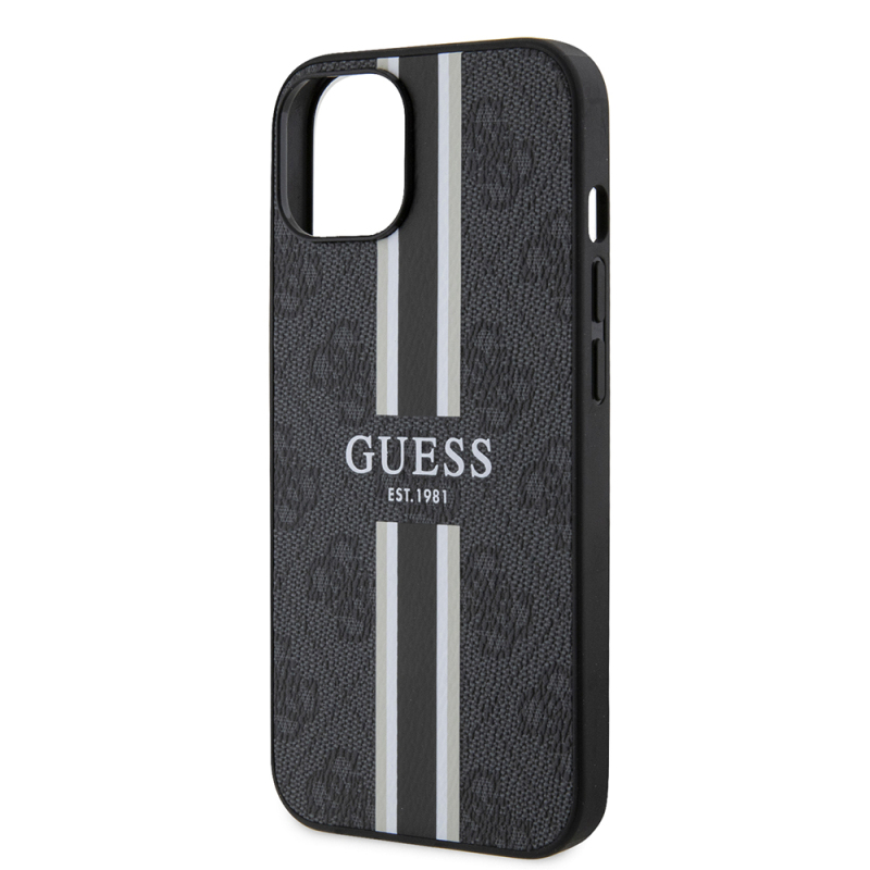 Apple iPhone 14 Case Guess Original Licensed Magsafe Charging Featured 4G Strip Design Printed Cover - 25