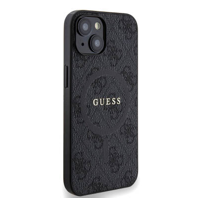 Apple iPhone 14 Case Guess Original Licensed Magsafe Charging Featured PU Ring 4G Patterned Text Logo Cover - 3