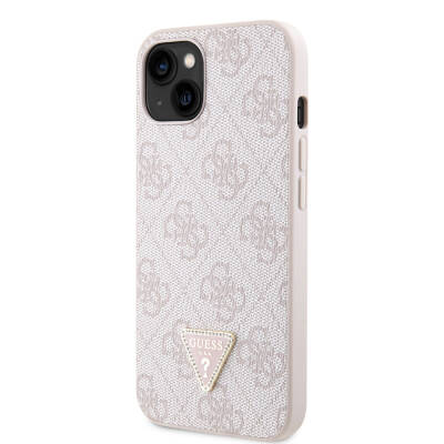 Apple iPhone 14 Case Guess Original Licensed PU Leather Stoned Triangle Logo 4G Patterned Cover - 2