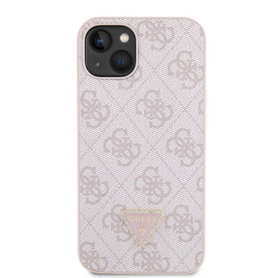 Apple iPhone 14 Case Guess Original Licensed PU Leather Stoned Triangle Logo 4G Patterned Cover - 3