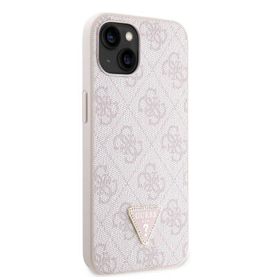 Apple iPhone 14 Case Guess Original Licensed PU Leather Stoned Triangle Logo 4G Patterned Cover - 23