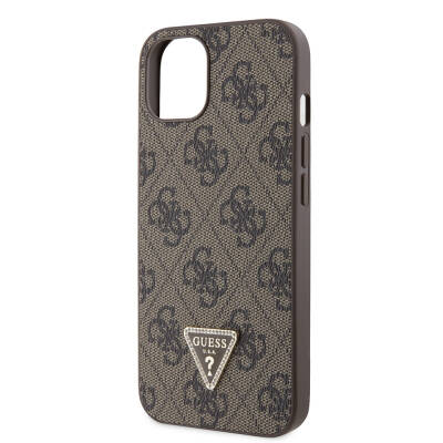 Apple iPhone 14 Case Guess Original Licensed PU Leather Stoned Triangle Logo 4G Patterned Cover - 10