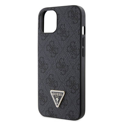 Apple iPhone 14 Case Guess Original Licensed PU Leather Stoned Triangle Logo 4G Patterned Cover - 17