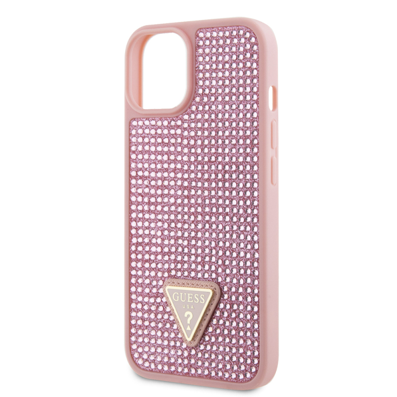 Apple iPhone 14 Case Guess Original Licensed Stone Back Surface Triangle Logo Cover - 17