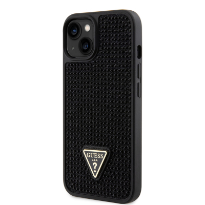 Apple iPhone 14 Case Guess Original Licensed Stone Back Surface Triangle Logo Cover - 27
