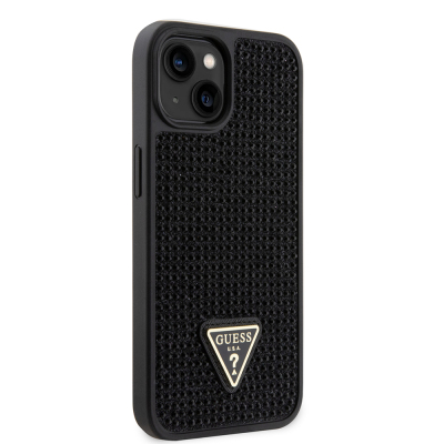Apple iPhone 14 Case Guess Original Licensed Stone Back Surface Triangle Logo Cover - 29