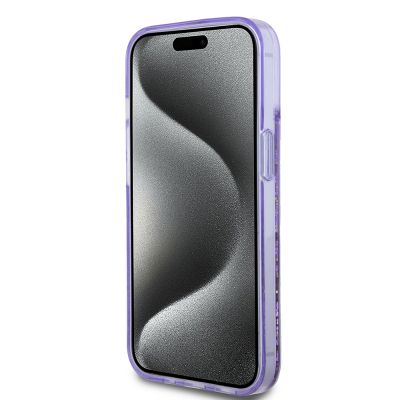 Apple iPhone 14 Case Guess Original Licensed Transparent Liquid Glitter Gold Striped Cover - 14